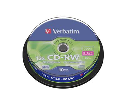 CD-RW Verbatim 80min 700 MB Slim 10/1 Spindle