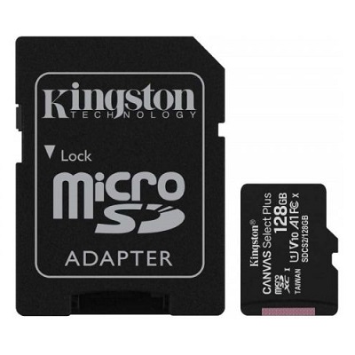 Micro SD Card + adapter 128GB KINGSTON SDCS2/128GB Class 10, UHS-I