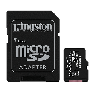 Micro SD Card + adapter 256GB KINGSTON SDCS2/256GB Class 10, UHS-I