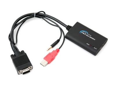 Adapter HDMI AF na VGA+AUDIO+USB (samo za napajanje) 0.2m Wiretek