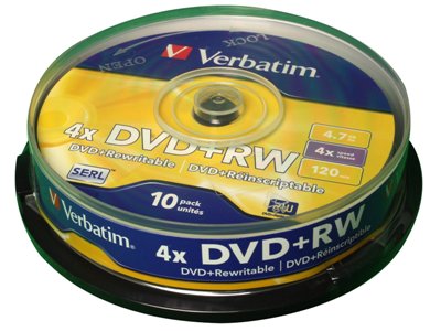 DVD+RW Verbatim 4,7 GB 4X 10/1