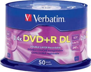 DVD+R Verbatim 8,5 GB 2,4X Dual Layer 50/1
