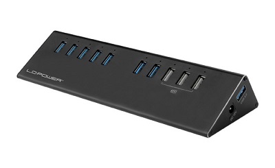 USB 3.0 HUB 10 PORTOVA LC-HUB-ALU-2B-10 sa ispravljačem