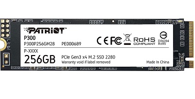 SSD PATRIOT 256GB P300 P300P256GM28 NVMe read 1700 MB/s , write 1100 MB/s