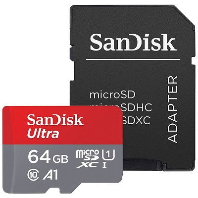 Micro SD Card + adapter 64GB SanDisk SDSQUA4-064G-GN6MA