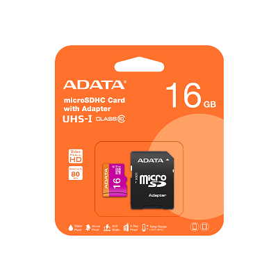 MICRO SD 16GB AData + SD adapter AUSDH16GUICL10-RA1