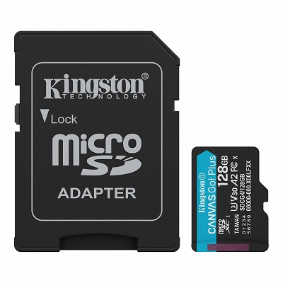 Micro SD Card + adapter 128GB KINGSTON Canvas Go! Plus SDCG4/128GB V30, A2