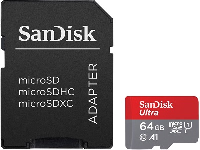 Micro SD Card + adapter 64GB SanDisk Ultra SDSQUAB-64G-GN6MA