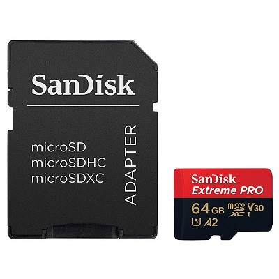 Micro SD Card + adapter 64GB SanDisk Extreme Pro SDSQXCY-064G-GN6