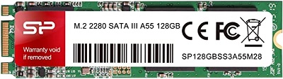 SSD Silicon Power 128GB A55 SP128GBSS3A55M28 M.2 2280 SATA  read 560 MB/s, write 530 MB/s	