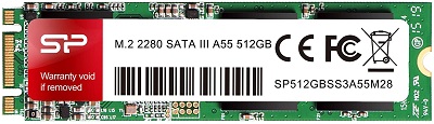 SSD Silicon Power 512GB A55 SP512GBSS3A55M28 M.2 2280 SATA  read 560 MB/s, write 530 MB/s	