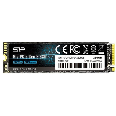 SSD Silicon Power 256GB A60 SP256GBP34A60M28 M.2 2280 NVMe read 2.100 MB/s, write 1.200 MB/s	