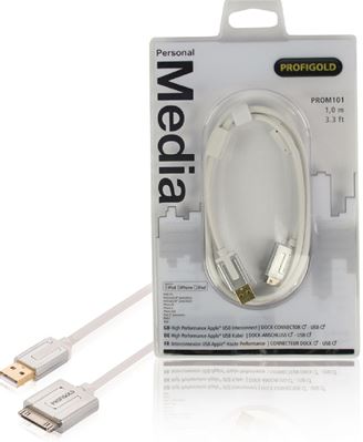 Kabl USB za APPLE 30 pin-a (IPhone 4), 1m, Prom 101, Profigold, beli