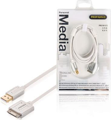 Kabl USB za APPLE 30 pin-a (IPhone 4), 2m, Prom 103, Profigold, beli